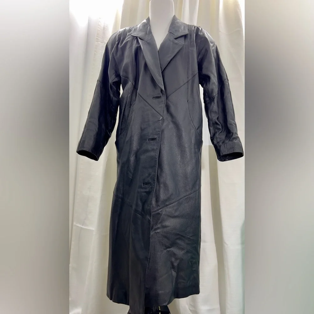 Vintage Leather Trench Coat - Picture 1 of 13